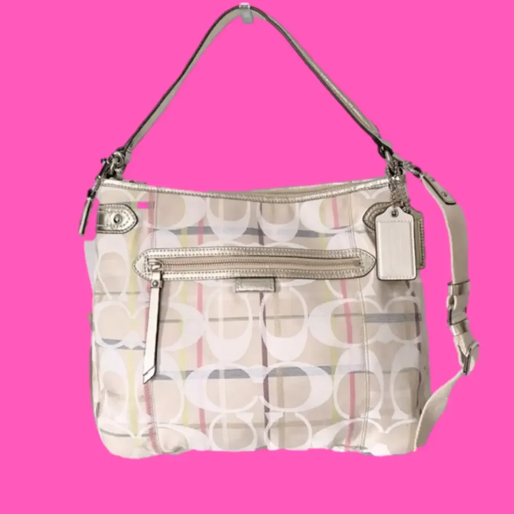 Coach Signature Optic Daisy Tattersall Convertible Duffle with Dust Bag NWOT